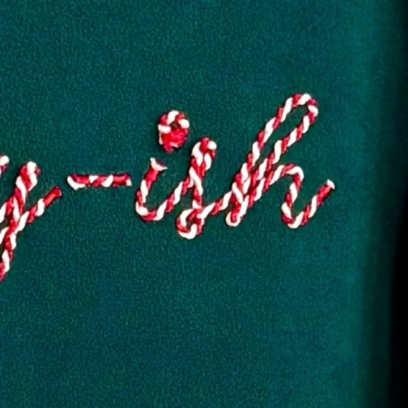 Wallflower Green Christmas Naughty-ish Sweatshirt with Candy Cane Letters Size M - Picture 5 of 5